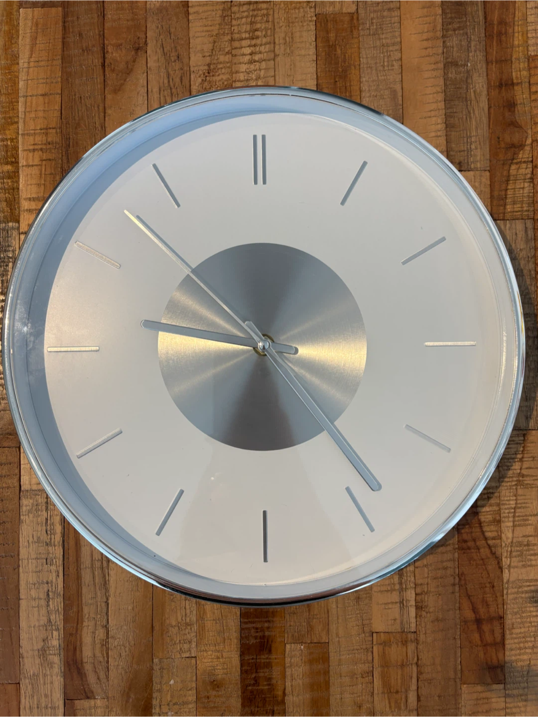 Silver and White Wall Clock 12 inch