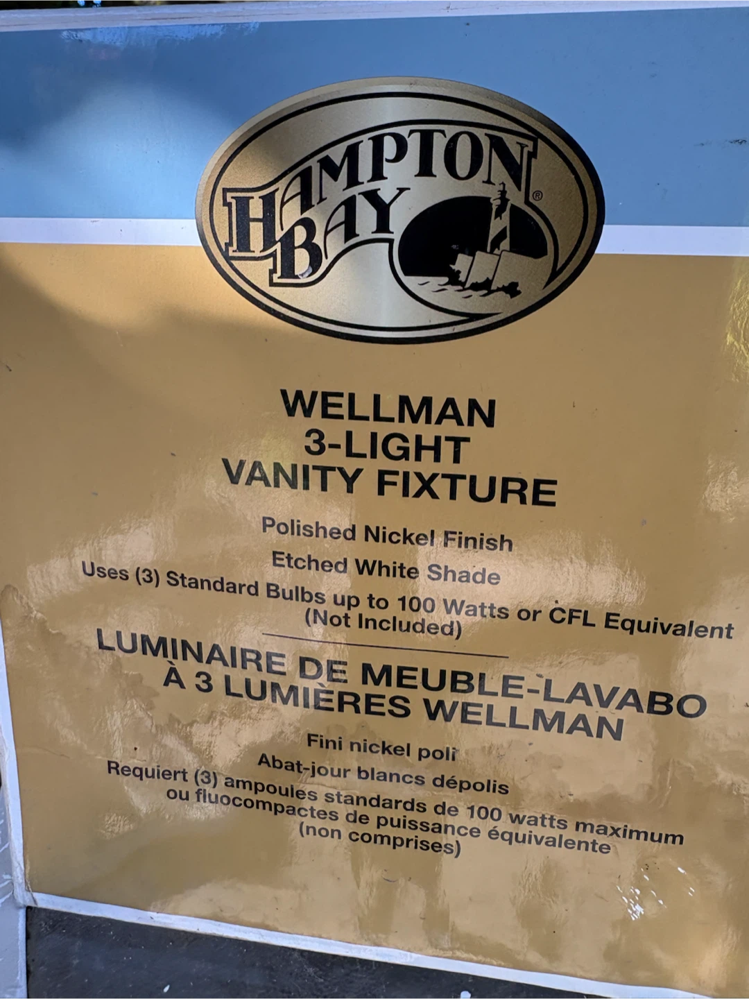 Hampton Bay Wellman 3-Light Vanity Fixture