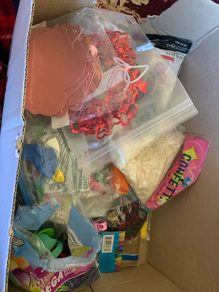 Box of Party Supplies