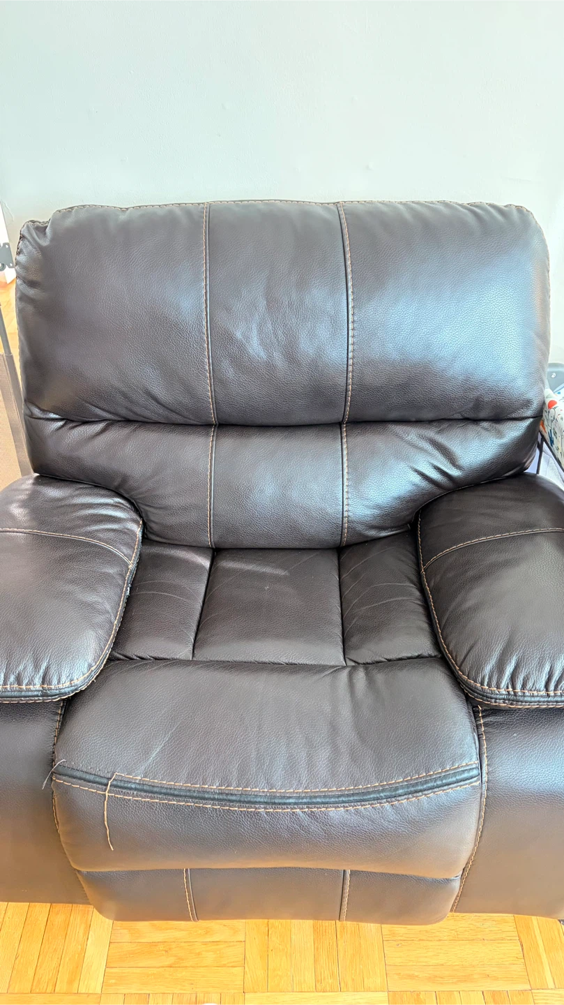 Dark Brown Leather Reclining Sofa - photo 2
