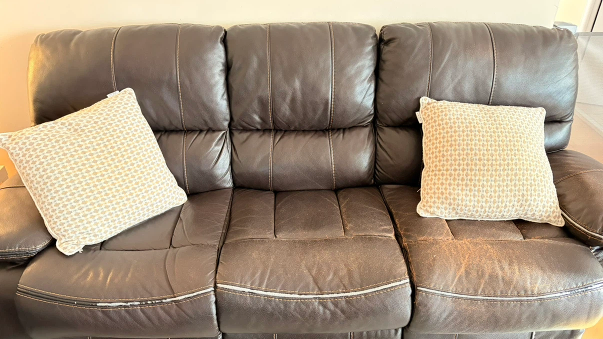 Dark Brown Leather Reclining Sofa - photo 3