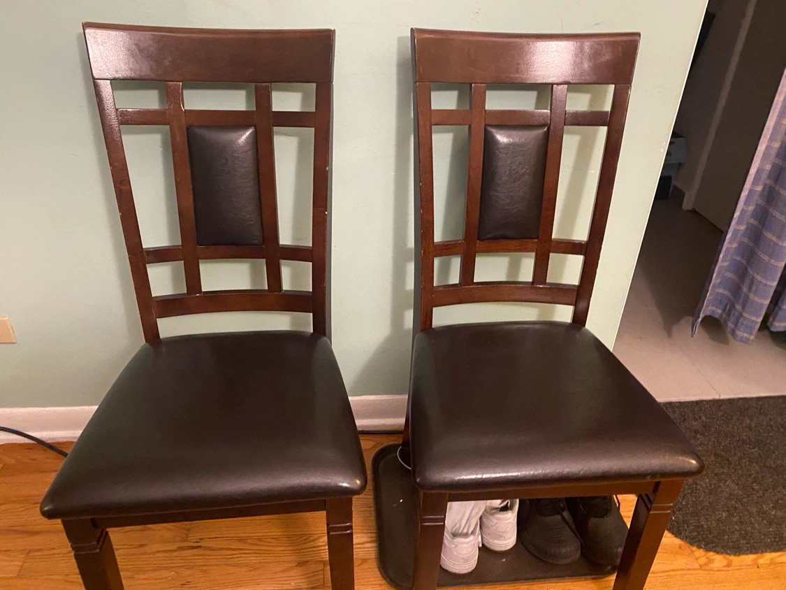 Set of 2 Dark Brown Wooden Dining Chairs