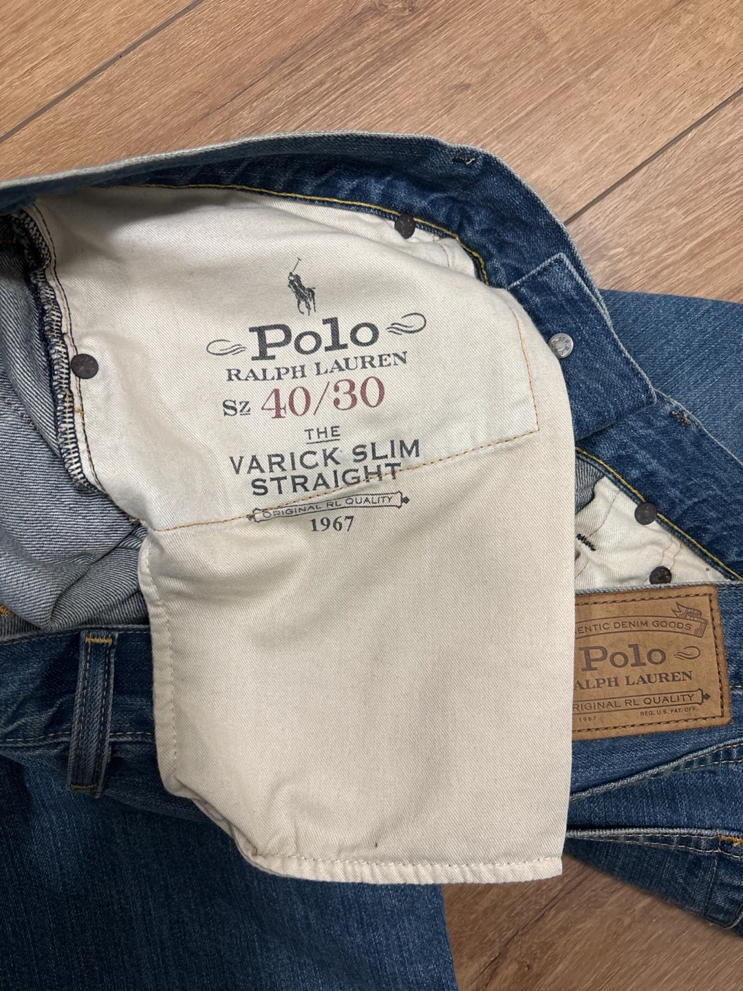 Men Polo Ralph Lauren Varick Slim Straight Jeans sz40/30 - photo 5