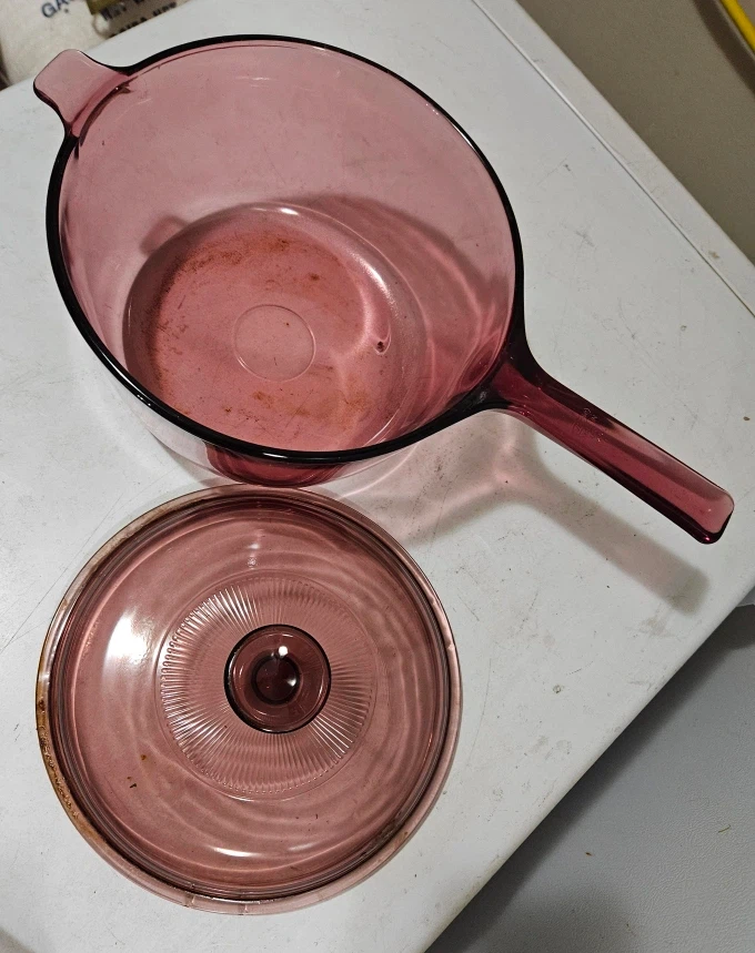Vintage Pyrex Cranberry Glass Saucepan - photo 2
