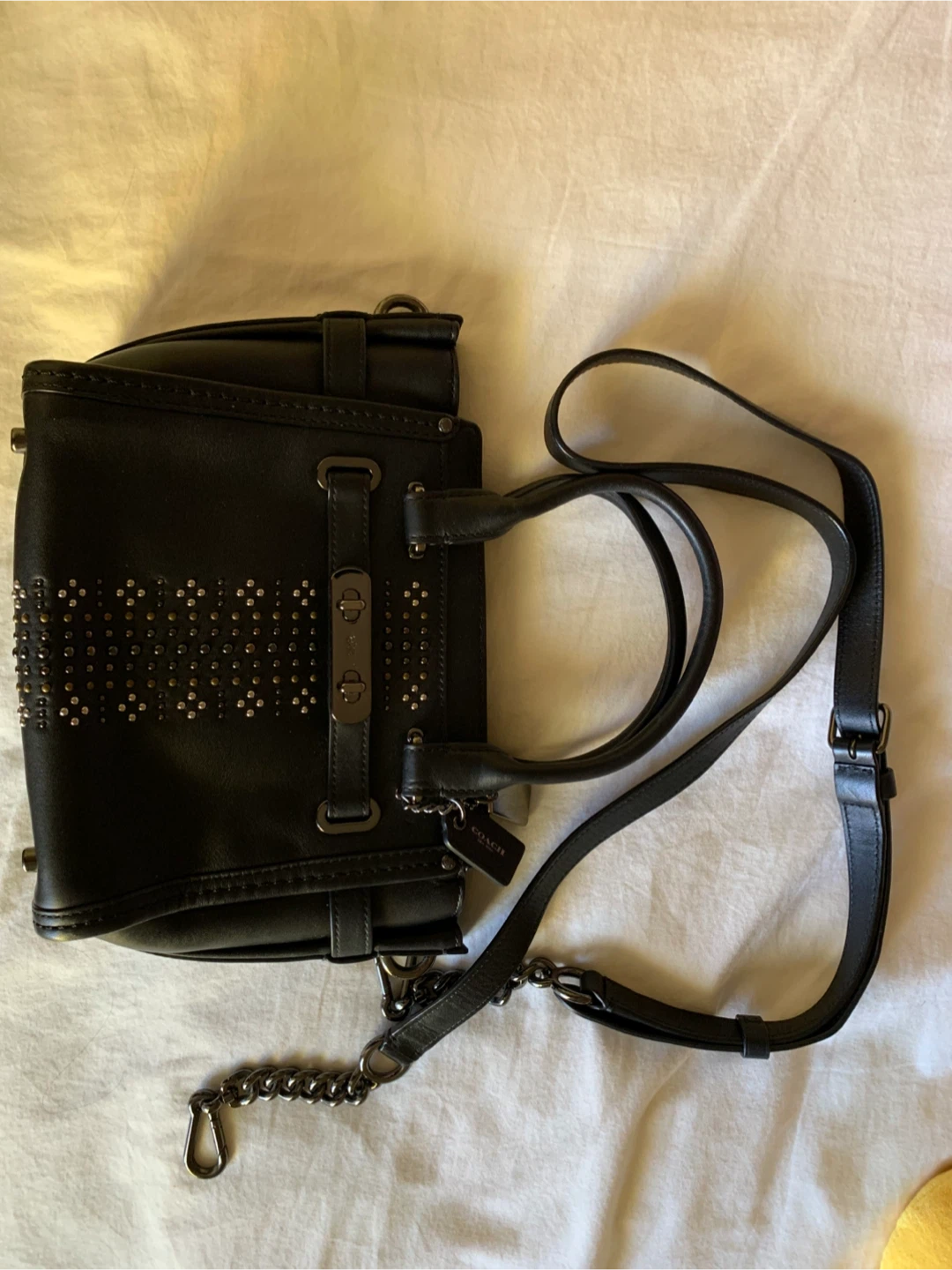 Coach Studded Leather Satchel - photo 4