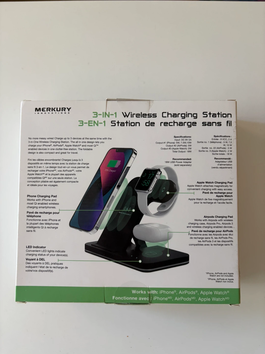 Merkury Innovations 3-in-1 Wireless Charging Station