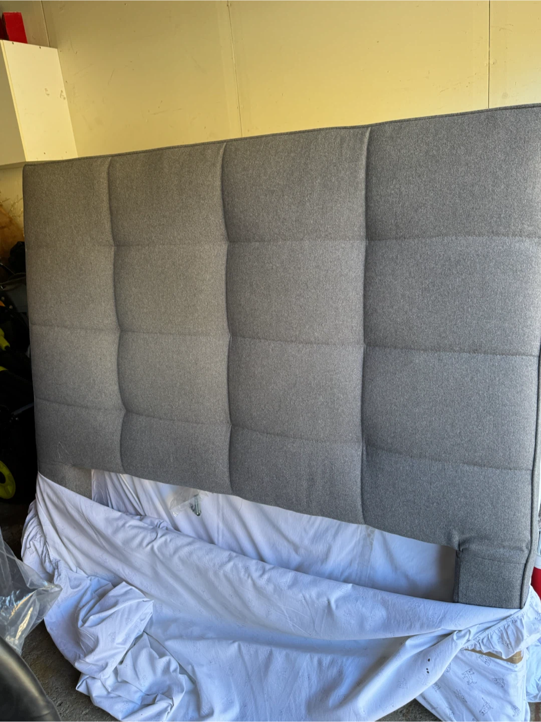 Grey Fabric Tufted Headboard