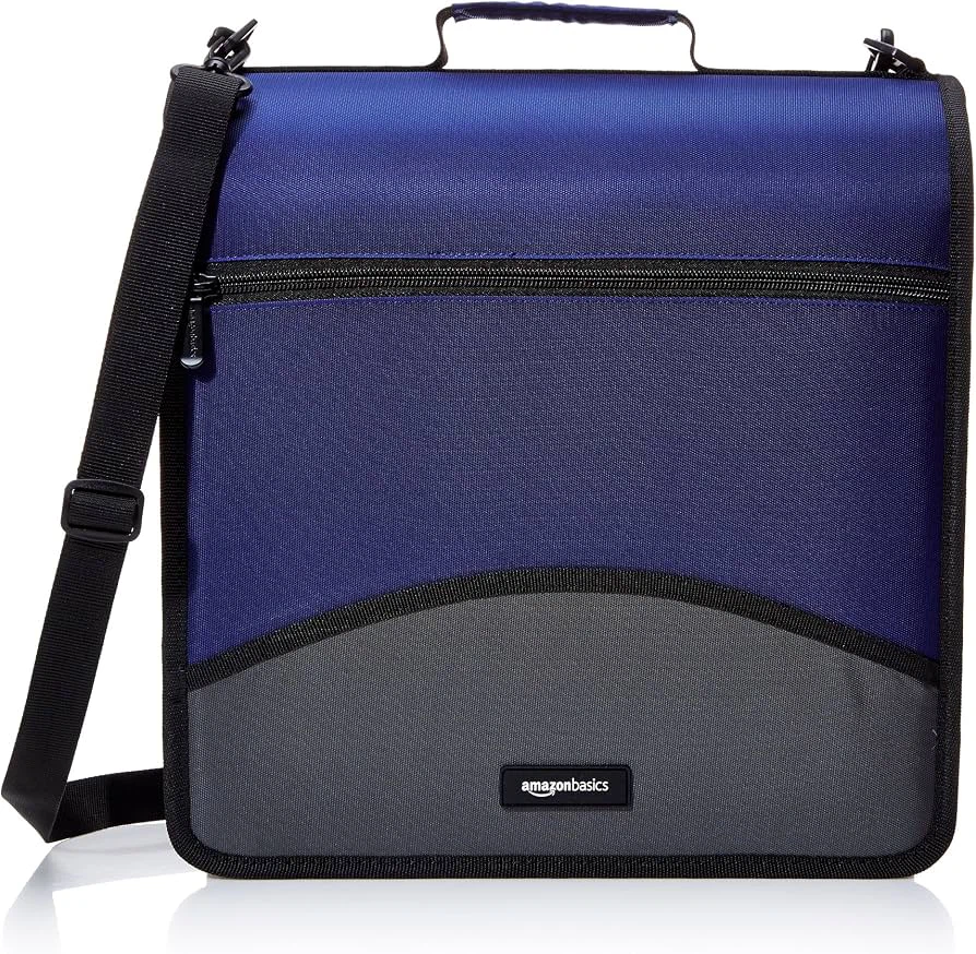 AmazonBasics blue and grey binder bag