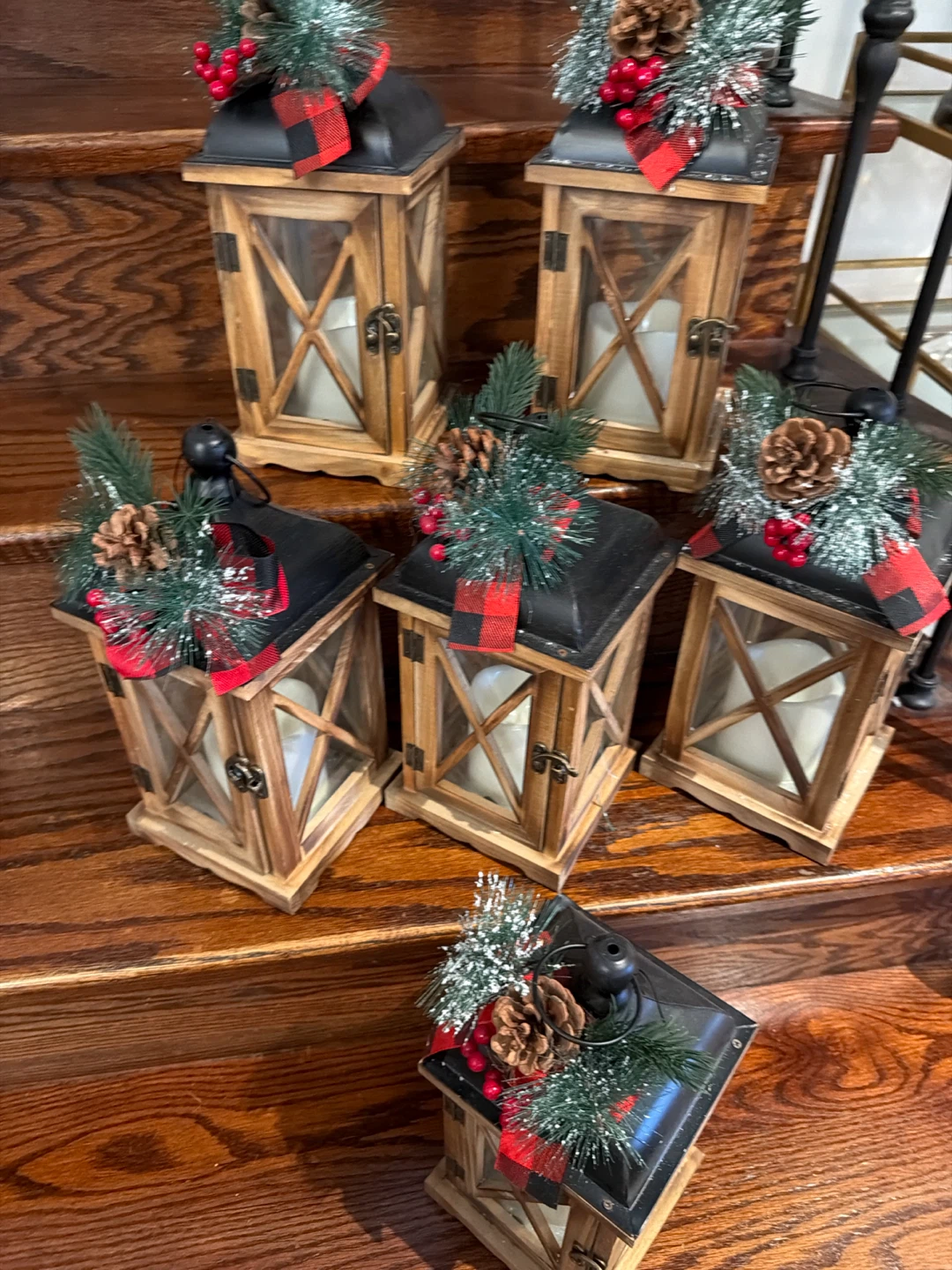 Set of 5 Rustic Christmas Lanterns