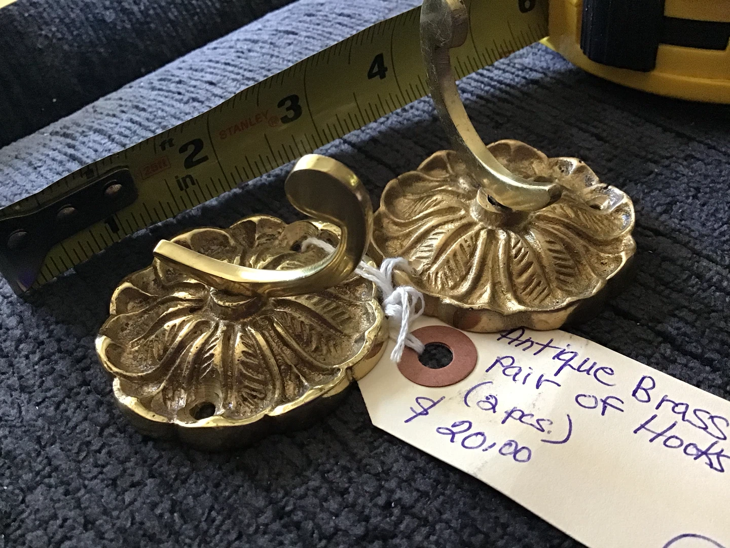 Pair of Antique Brass Hooks