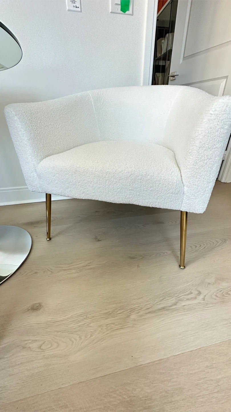 2 White Bouclé Accent Chairs