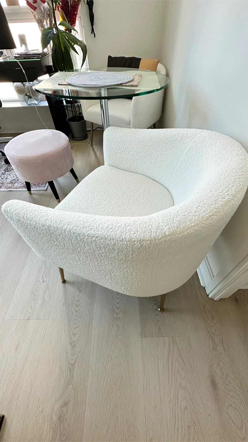 2 White Bouclé Accent Chairs - photo 2