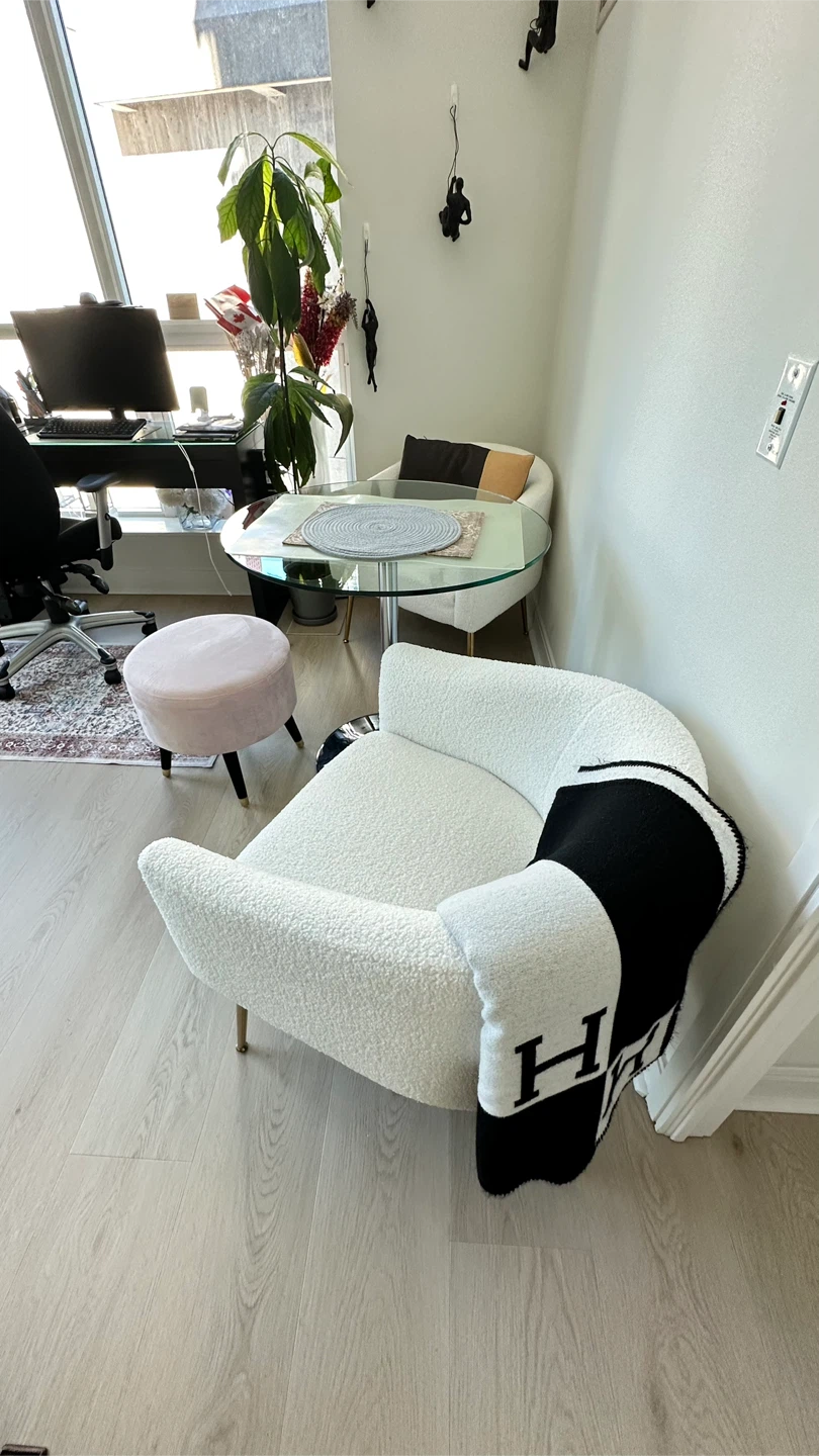 2 White Bouclé Accent Chairs - photo 3