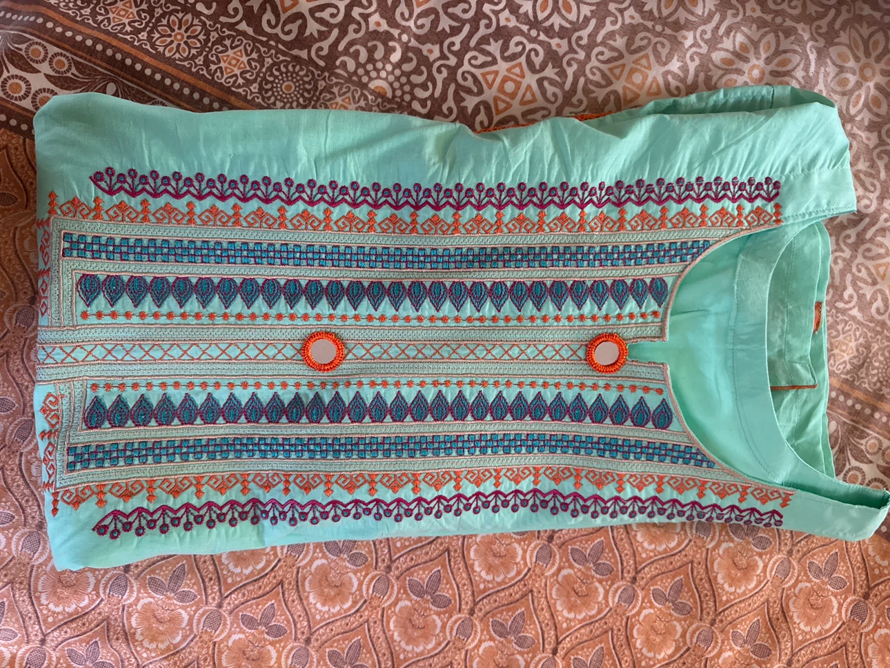 Mint Green Embroidered Kurti