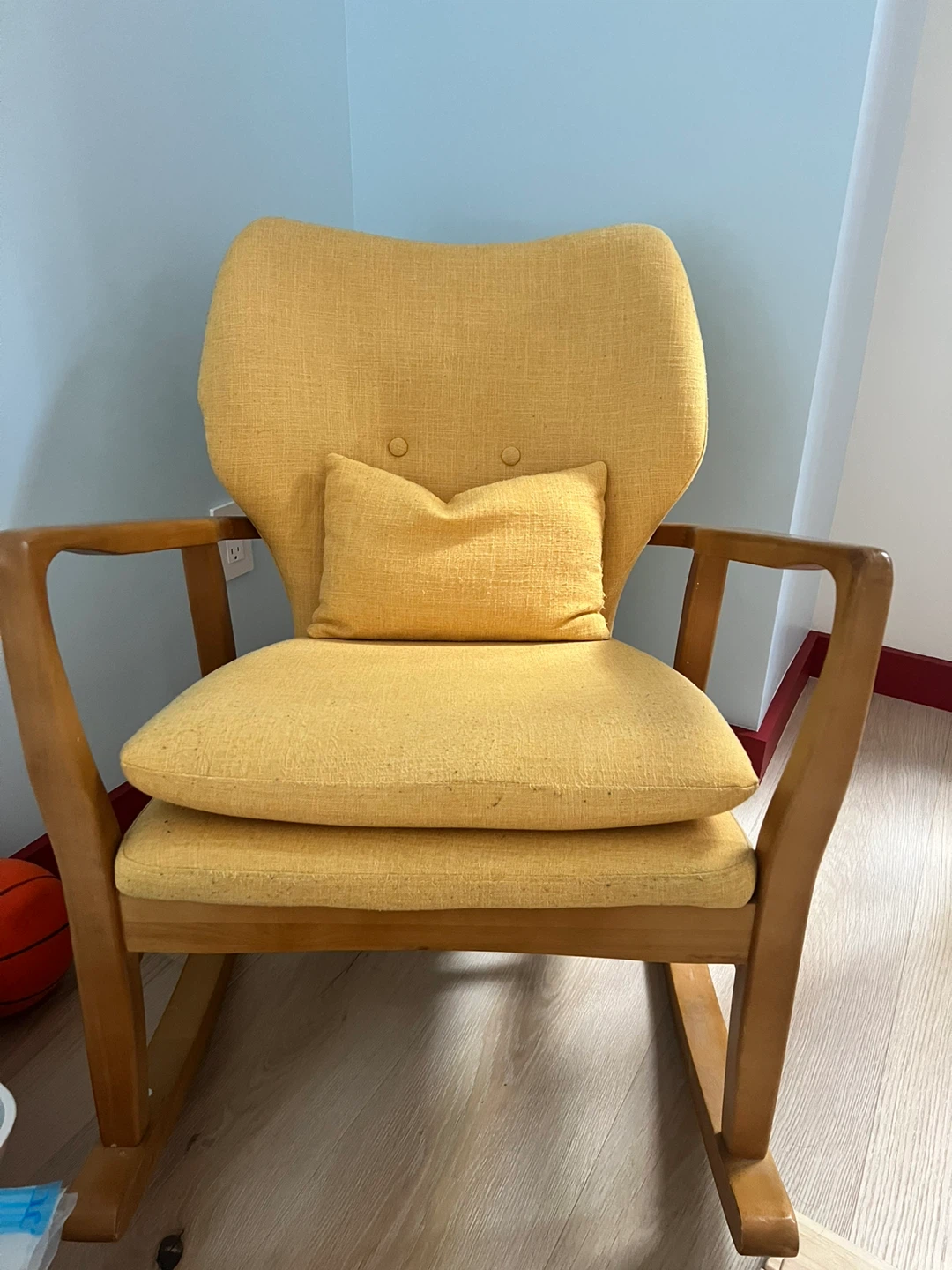 Mid-Century Modern Yellow Rocking Chair