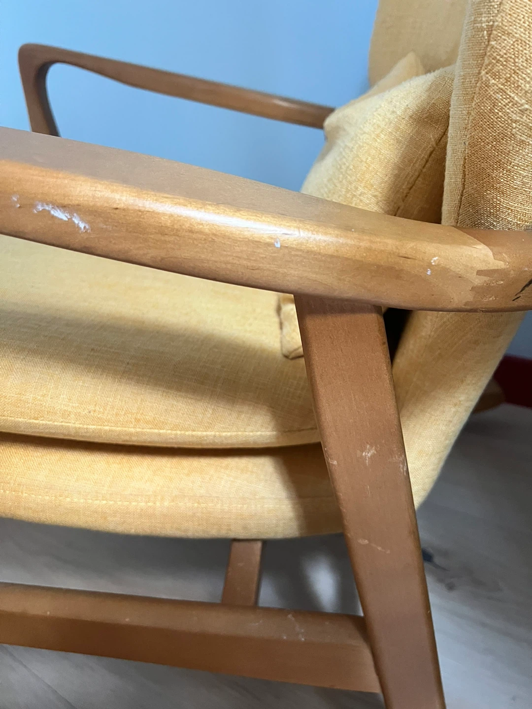 Mid-Century Modern Yellow Rocking Chair - photo 3
