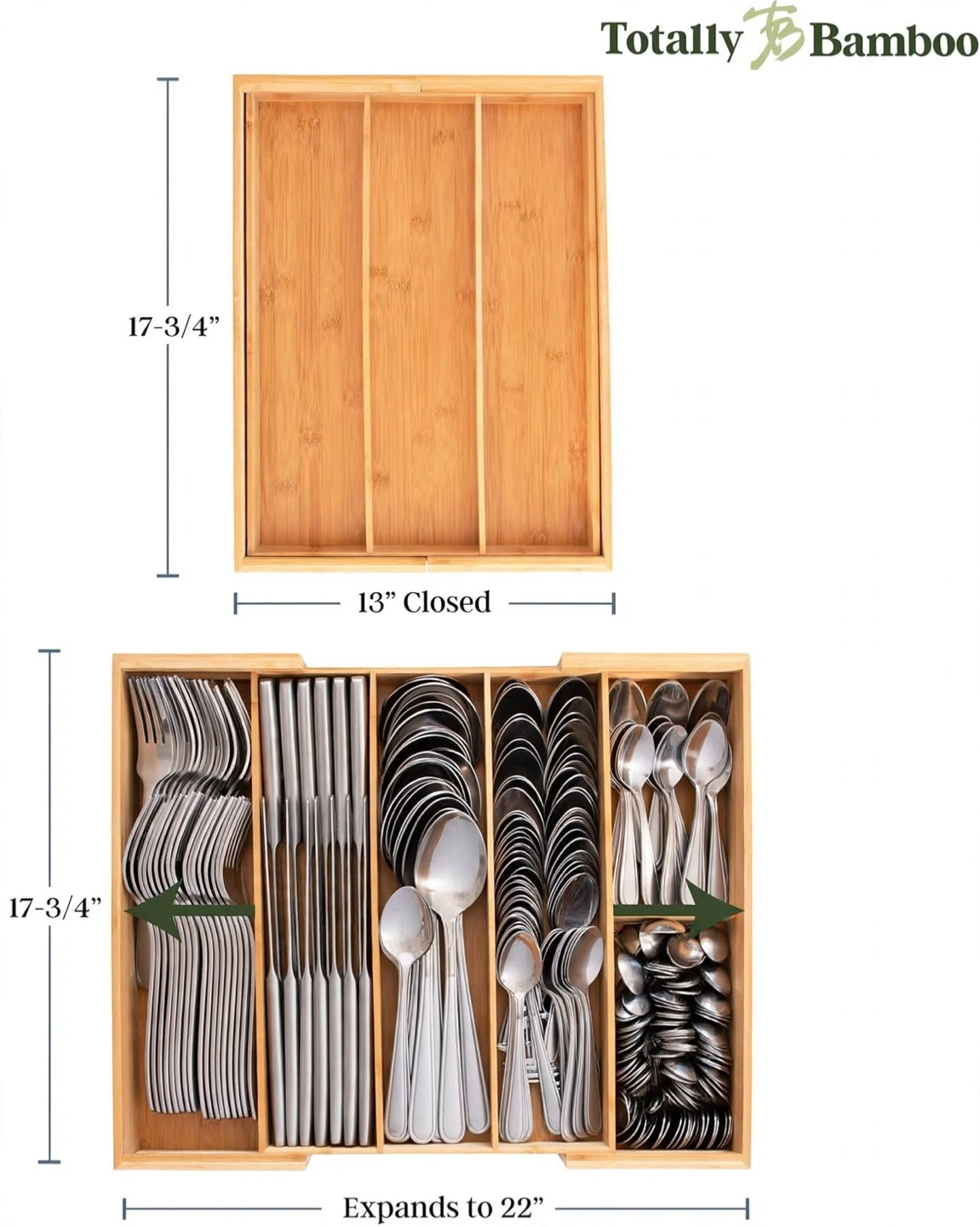 Totally Bamboo Expandable Cutlery Tray