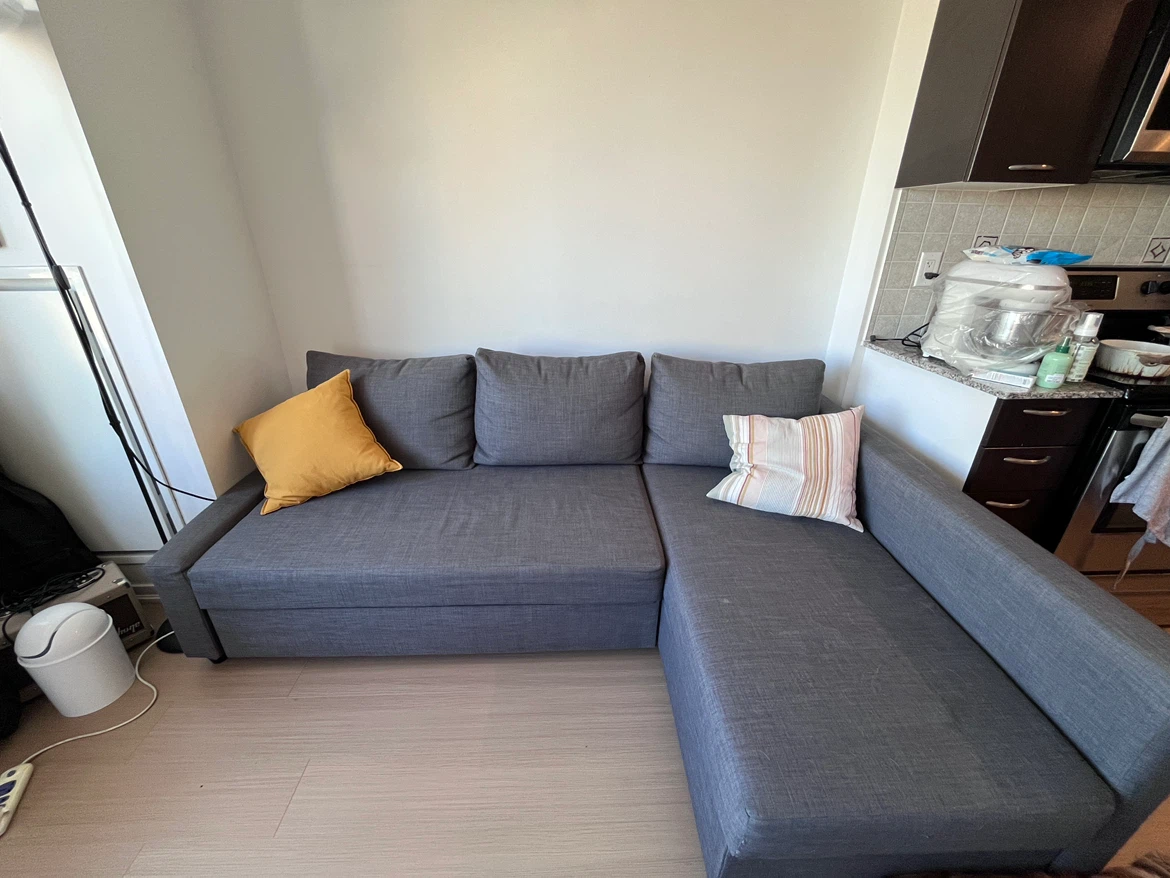 IKEA Grey Fabric Sectional Sofa Bed - photo 2