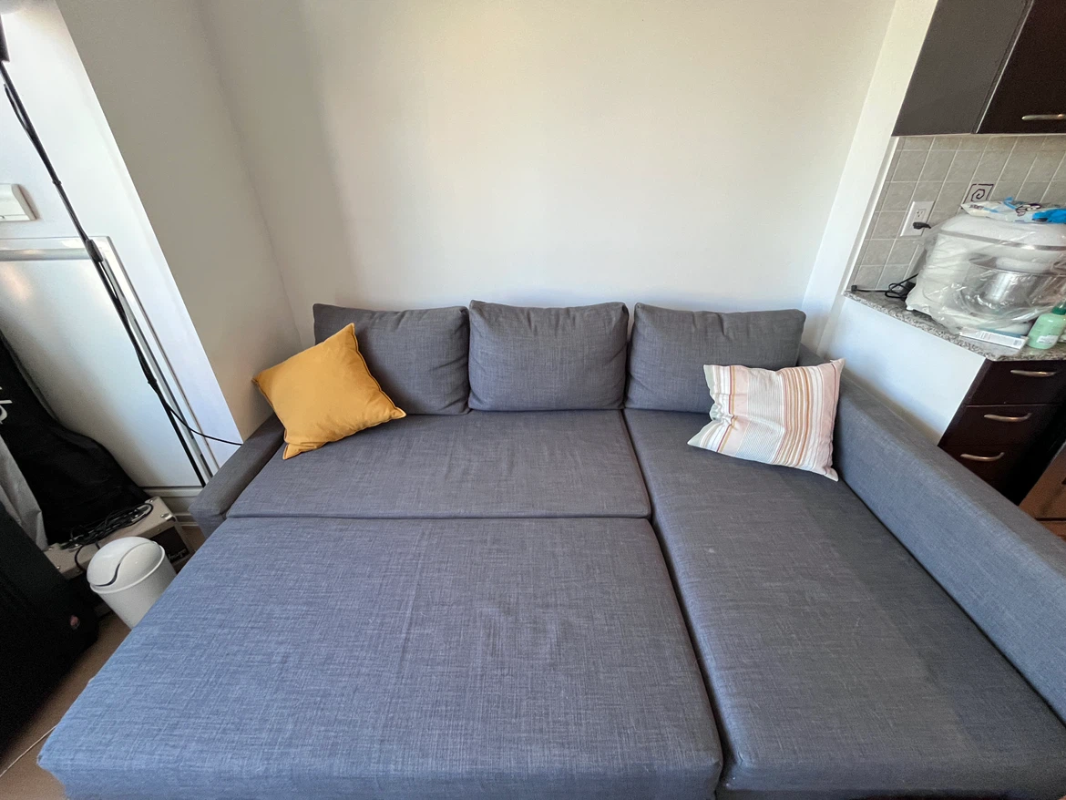 IKEA Grey Fabric Sectional Sofa Bed - photo 3