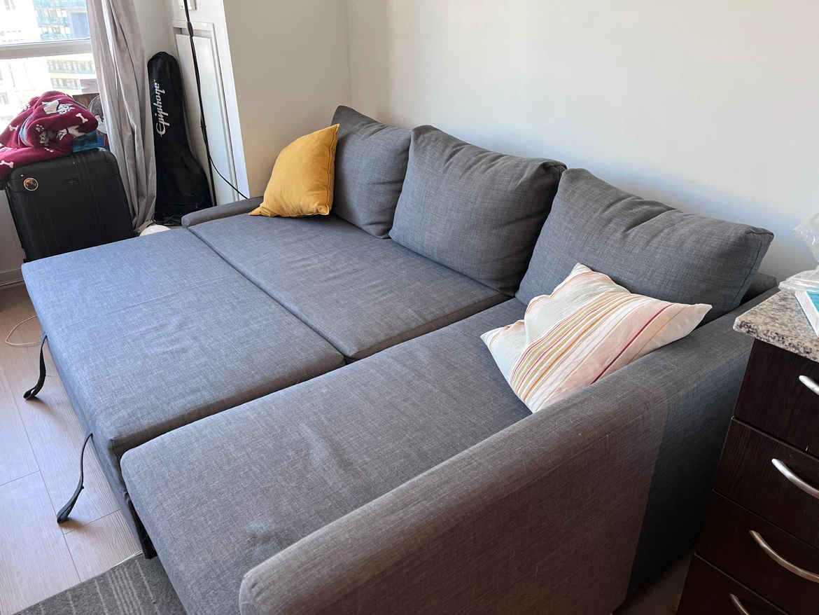 IKEA Grey Fabric Sectional Sofa Bed - photo 5