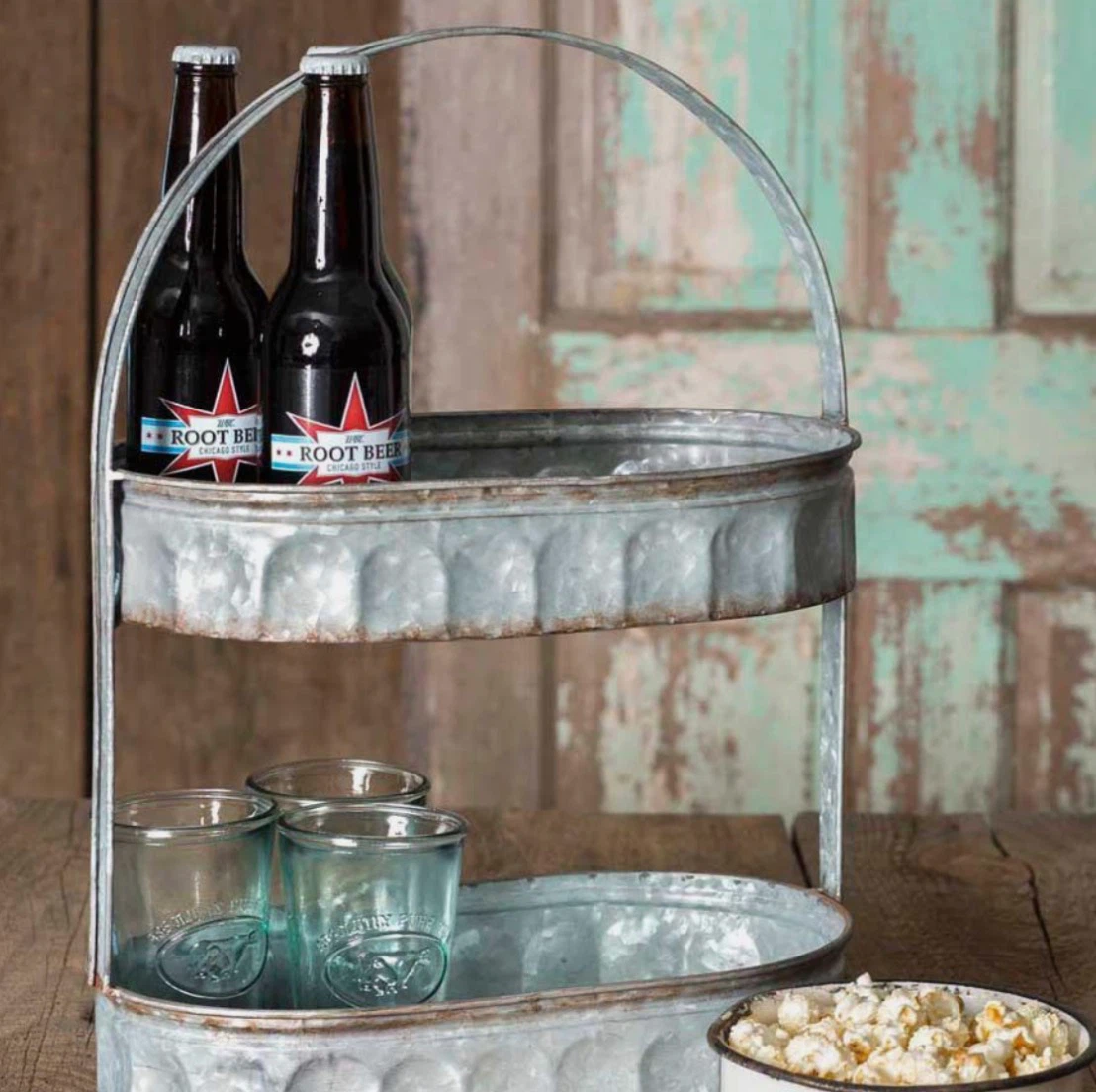 2 Tier Galvanized Oval Farmhouse Storage Tote - photo 4