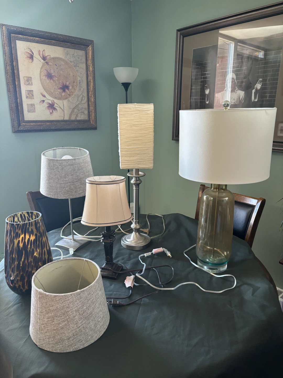 Set of assorted table and floor lamps