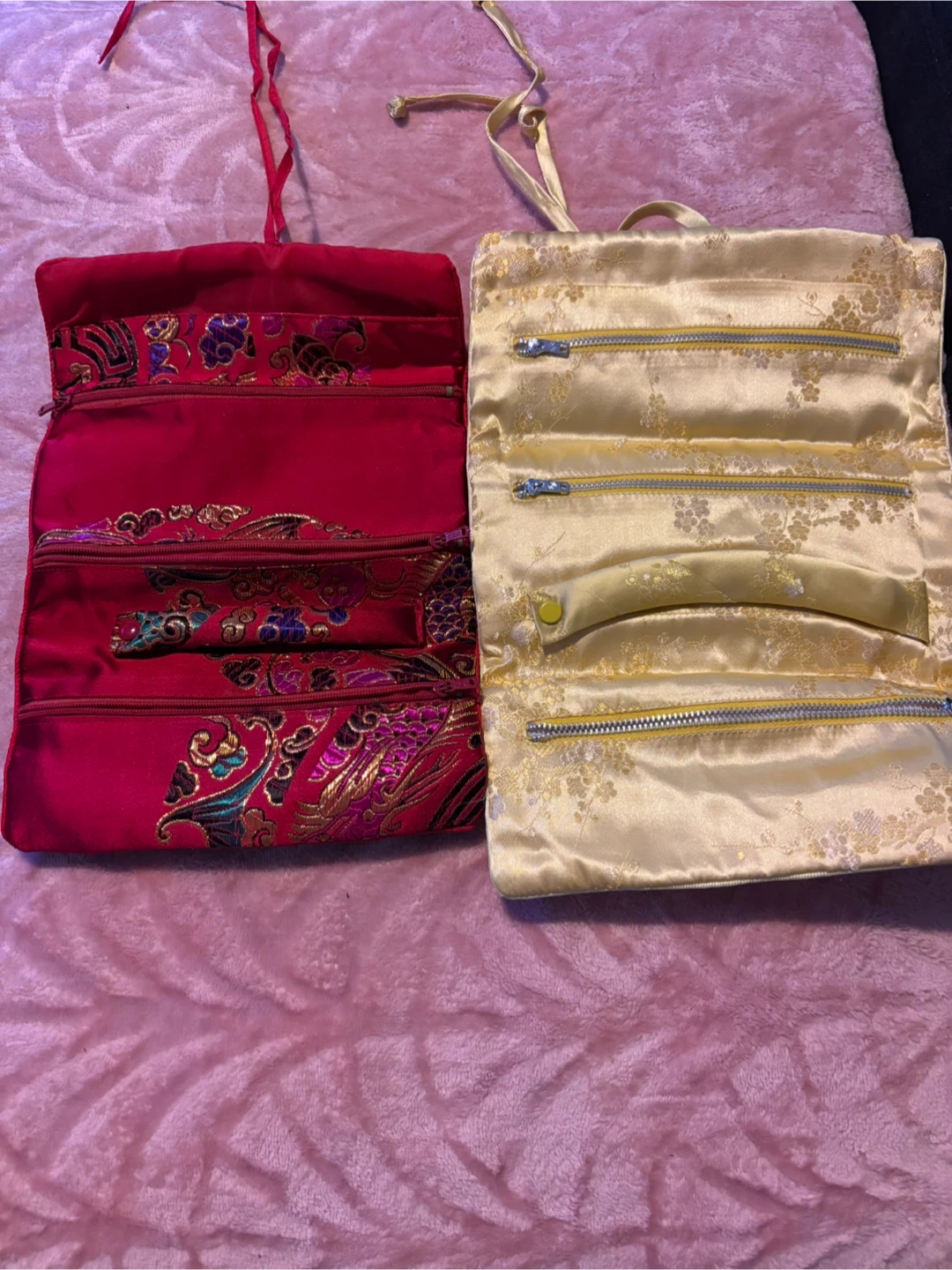 Two Silk Jewelry Roll Organizers - photo 2