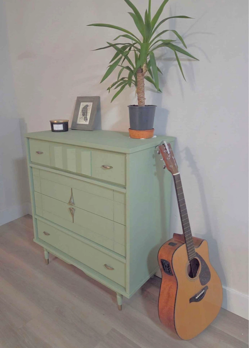 Solid Wood Sage Green Midcentury Modern Dresser - photo 2