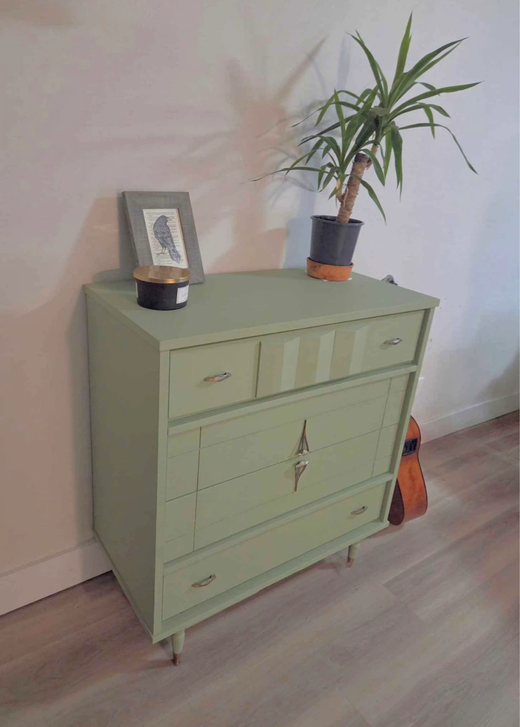 Solid Wood Sage Green Midcentury Modern Dresser - photo 3