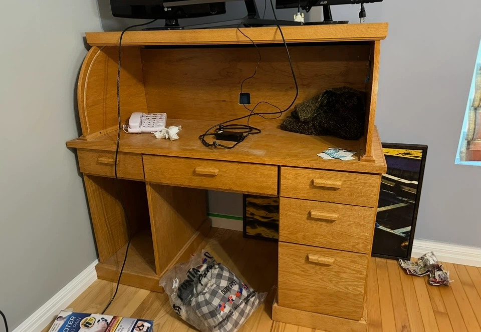 Oak Roll Top Desk - photo 2