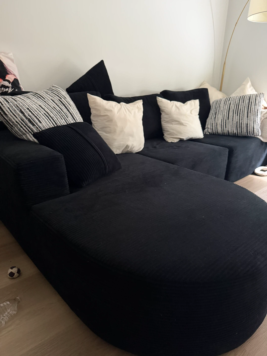 Black Corduroy Sectional Sofa