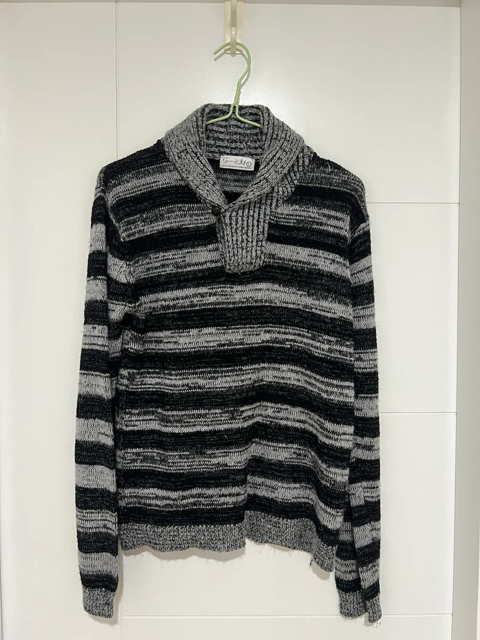 Grey and Black Striped Knit Sweater