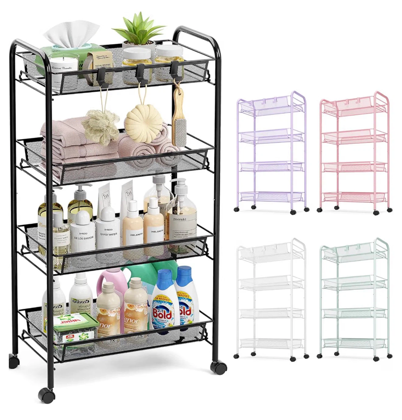 4-Tier Metal Rolling Storage Cart