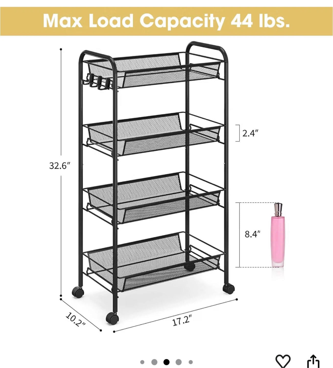 4-Tier Metal Rolling Storage Cart - photo 2