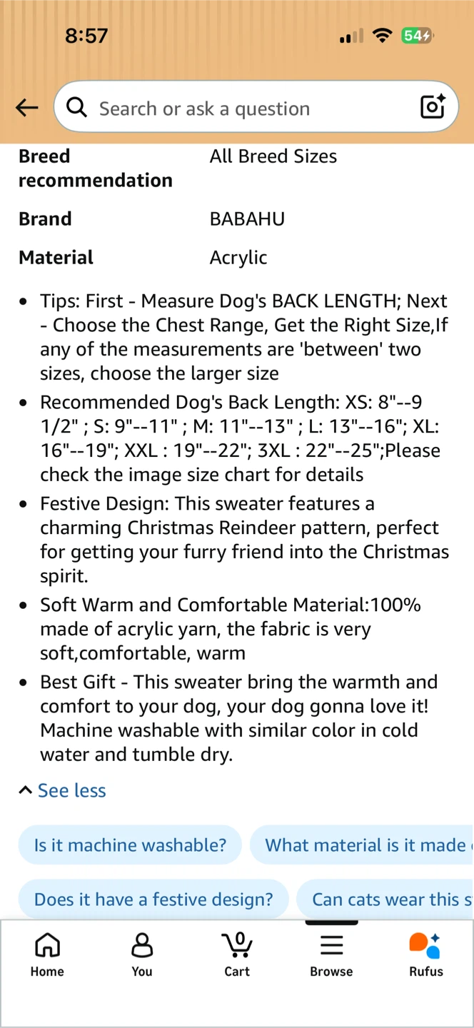 Red and White Striped Dog Sweater with Reindeer ( Large size) - photo 4