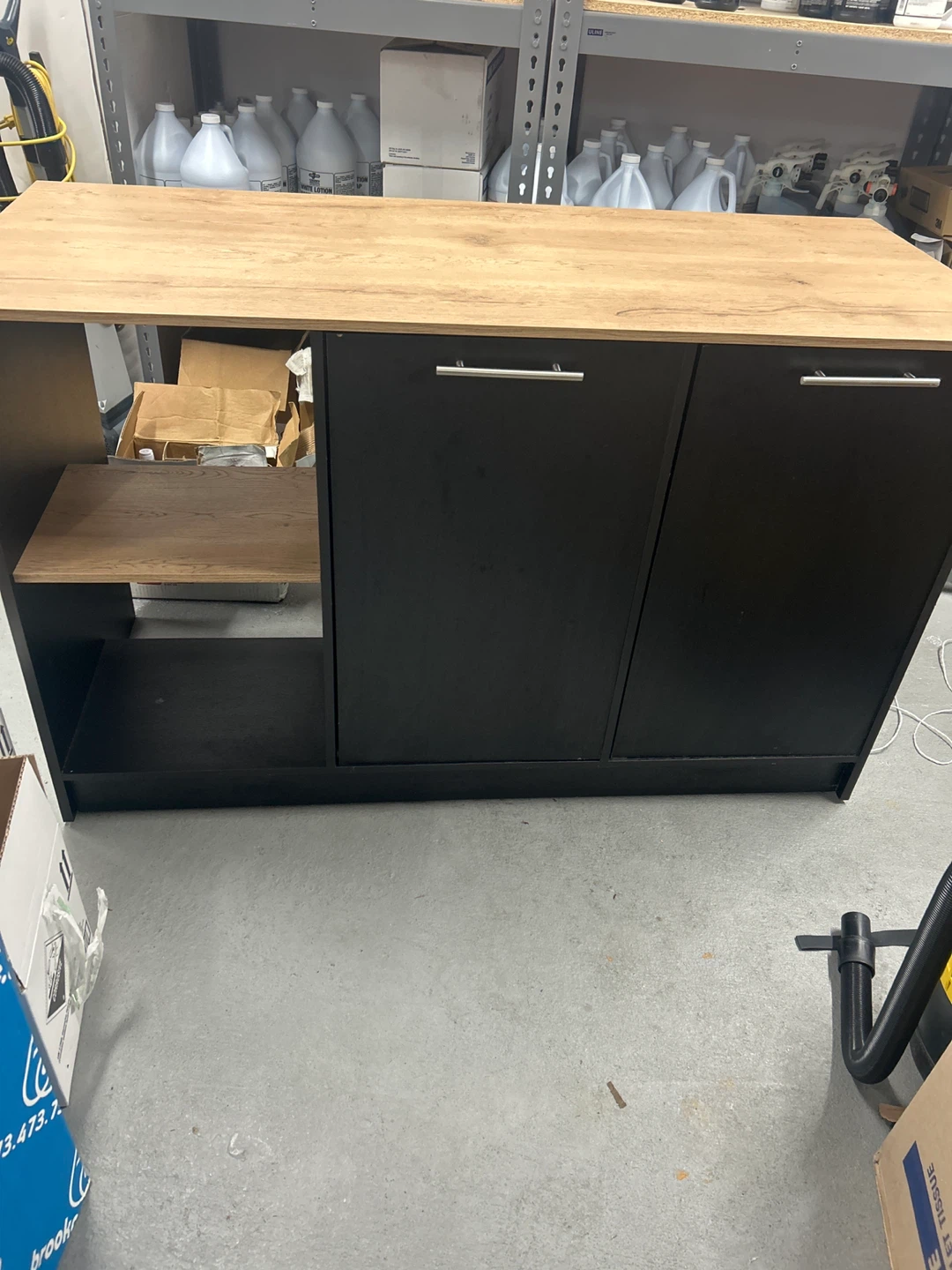 Black and Wood Tone Storage Console