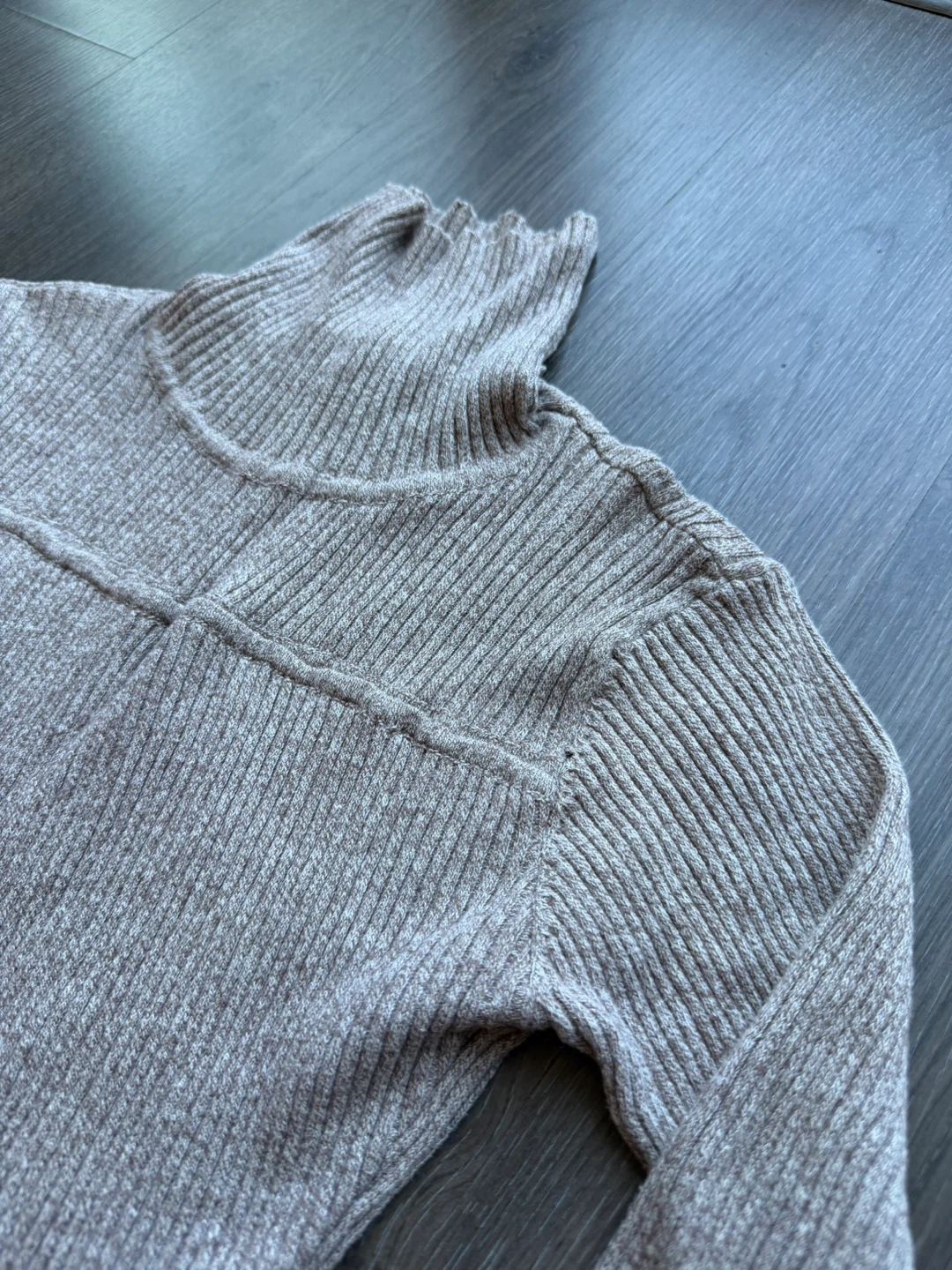 Beige Ribbed Turtleneck Sweater Dress - photo 3