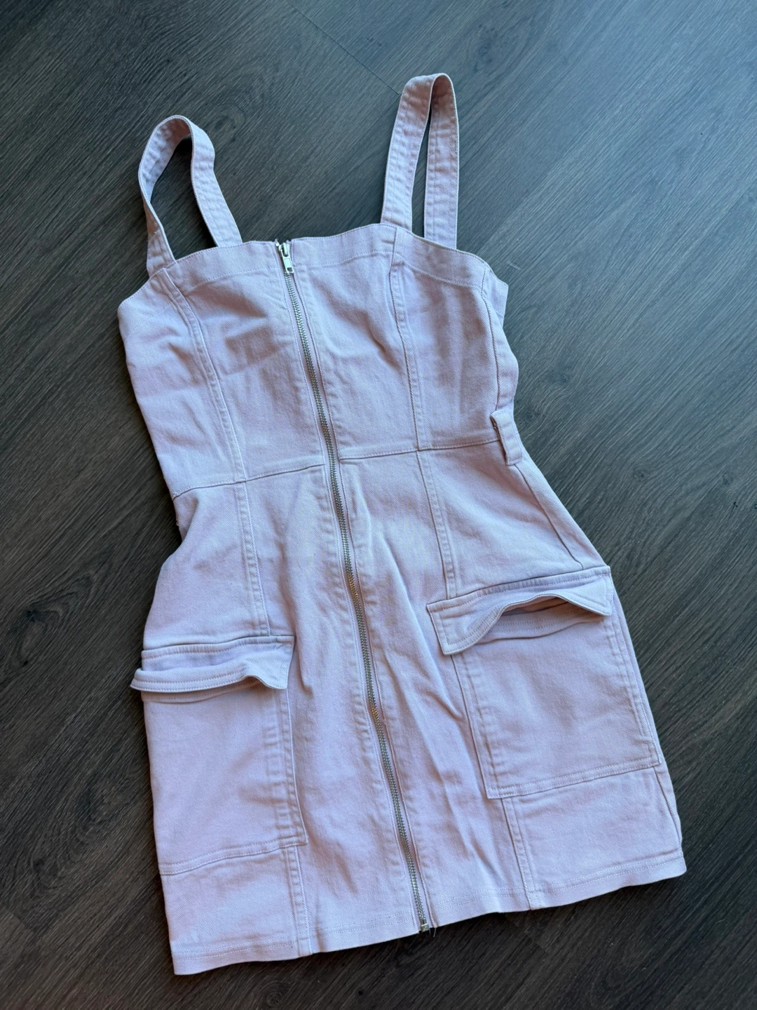 Light light purple Denim Zip-Front Mini Dress