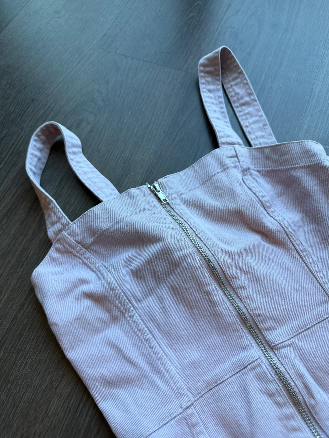 Light light purple Denim Zip-Front Mini Dress - photo 2