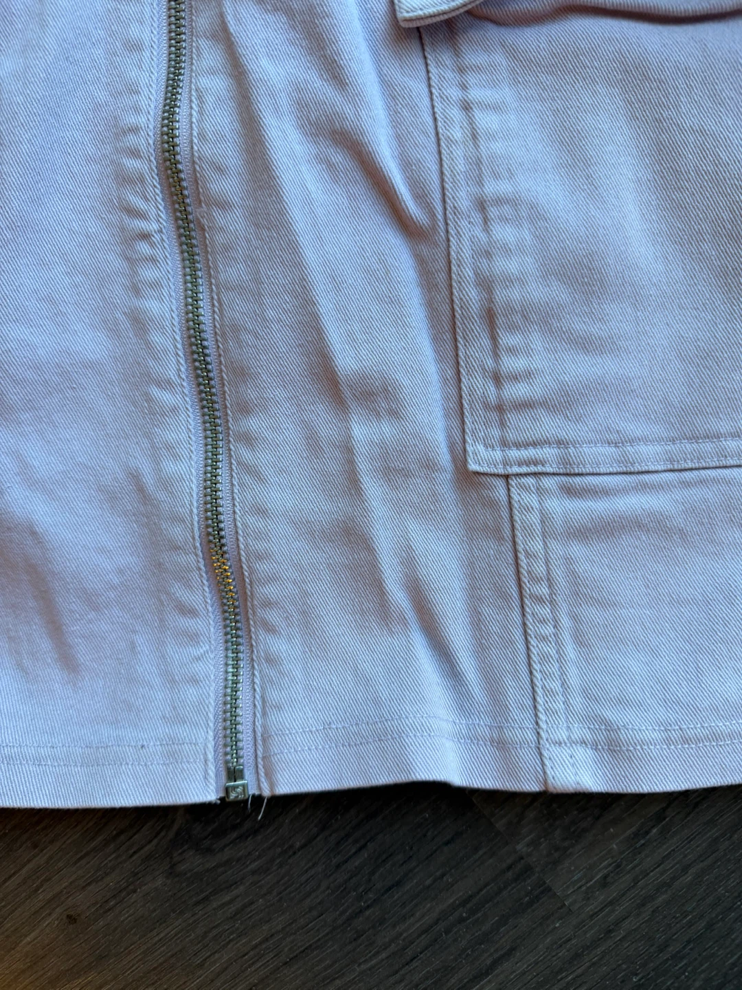 Light light purple Denim Zip-Front Mini Dress - photo 3