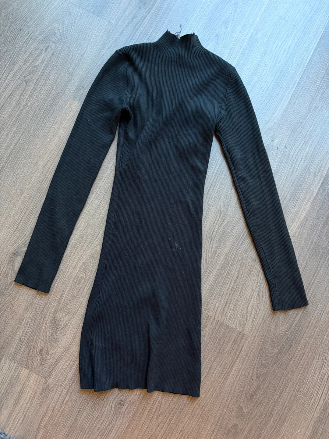 Black Ribbed Mock Neck Dress