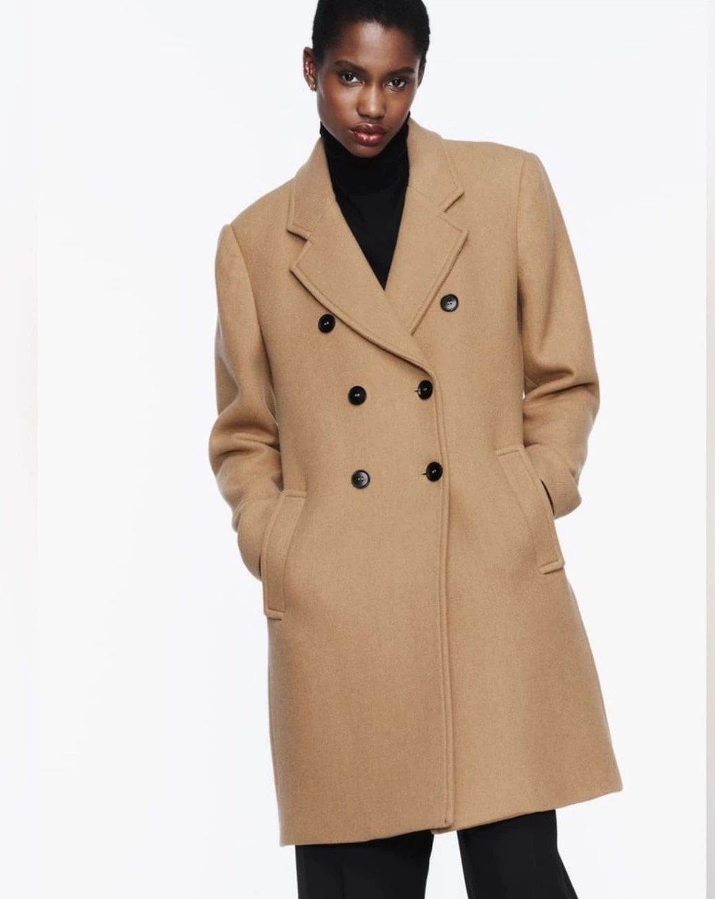 Zara Double Breasted Wool Blend Taupe Brown Coat Small BNWT - photo 2