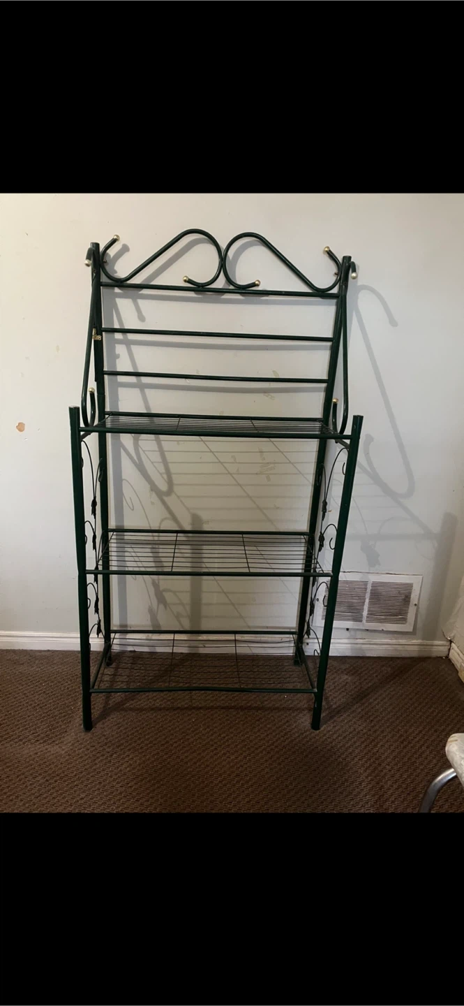 Dark Green Decorative Metal Baker's Rack