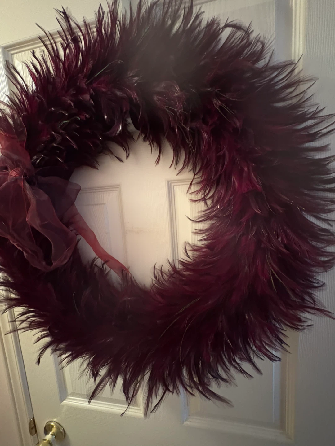 Deep Burgundy Feather Wreath - photo 3