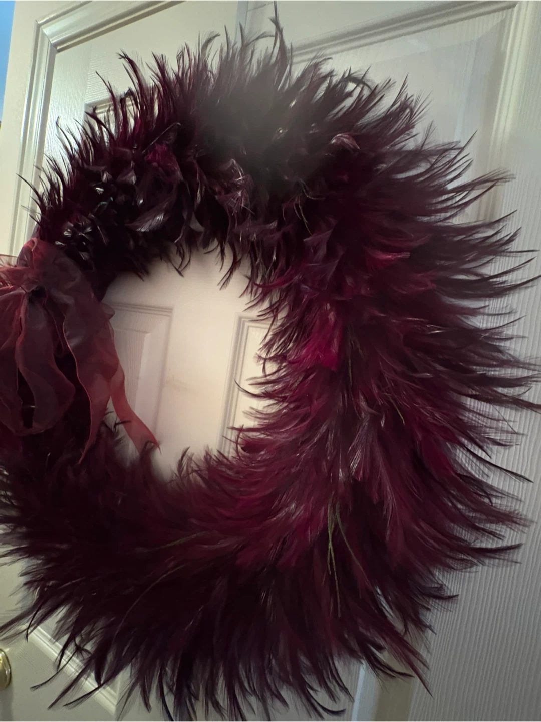 Deep Burgundy Feather Wreath - photo 5