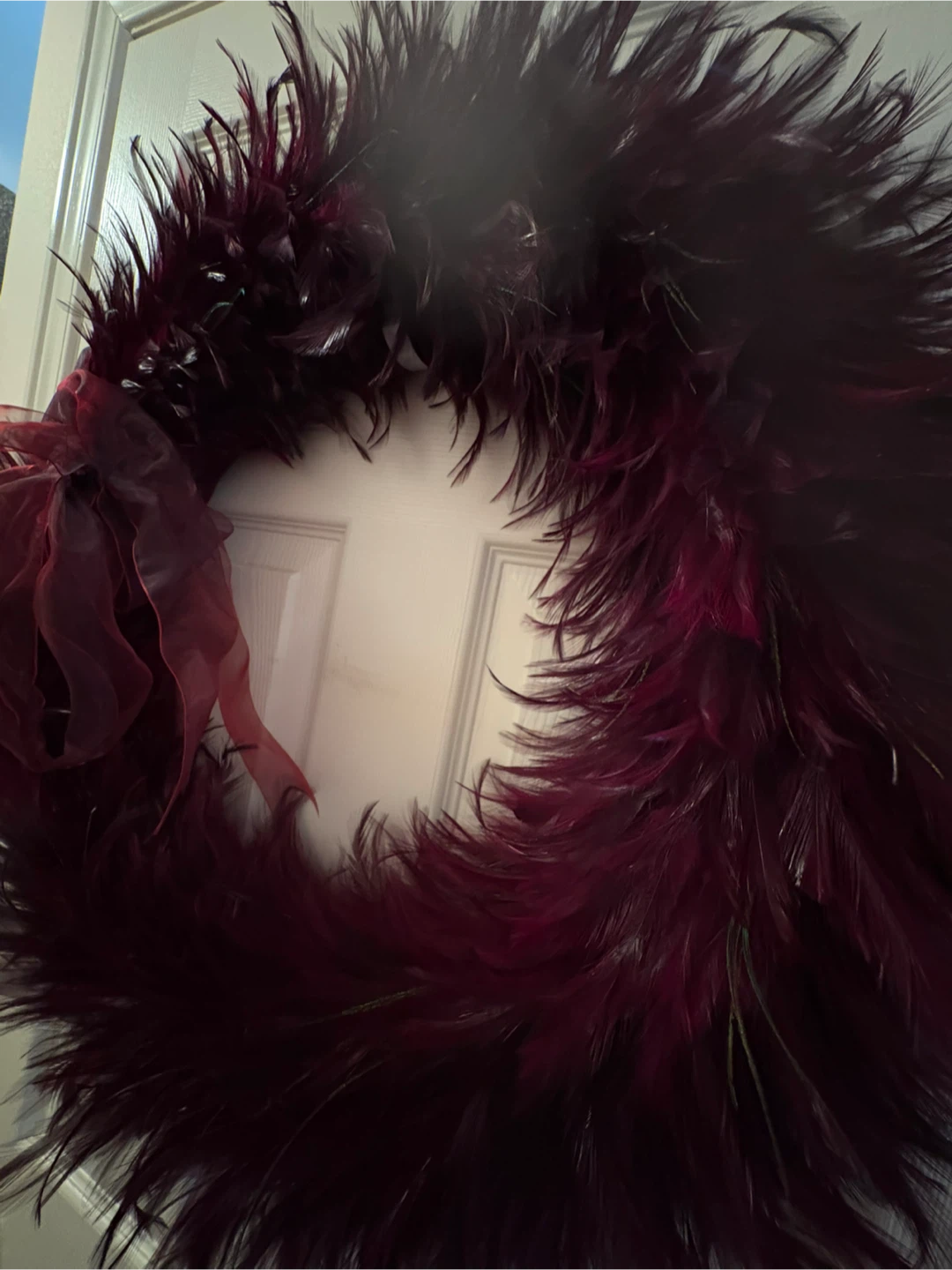 Deep Burgundy Feather Wreath - photo 4