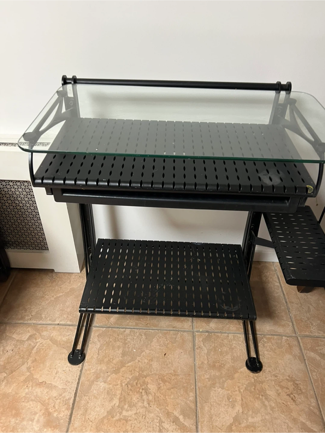 Black Metal and Glass Computer Desk
