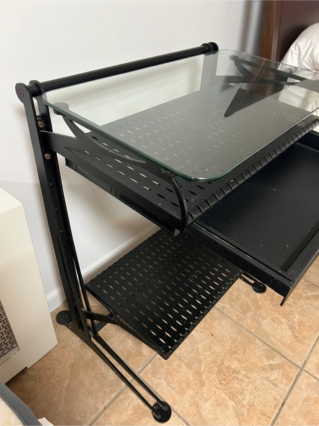 Black Metal and Glass Computer Desk - photo 5