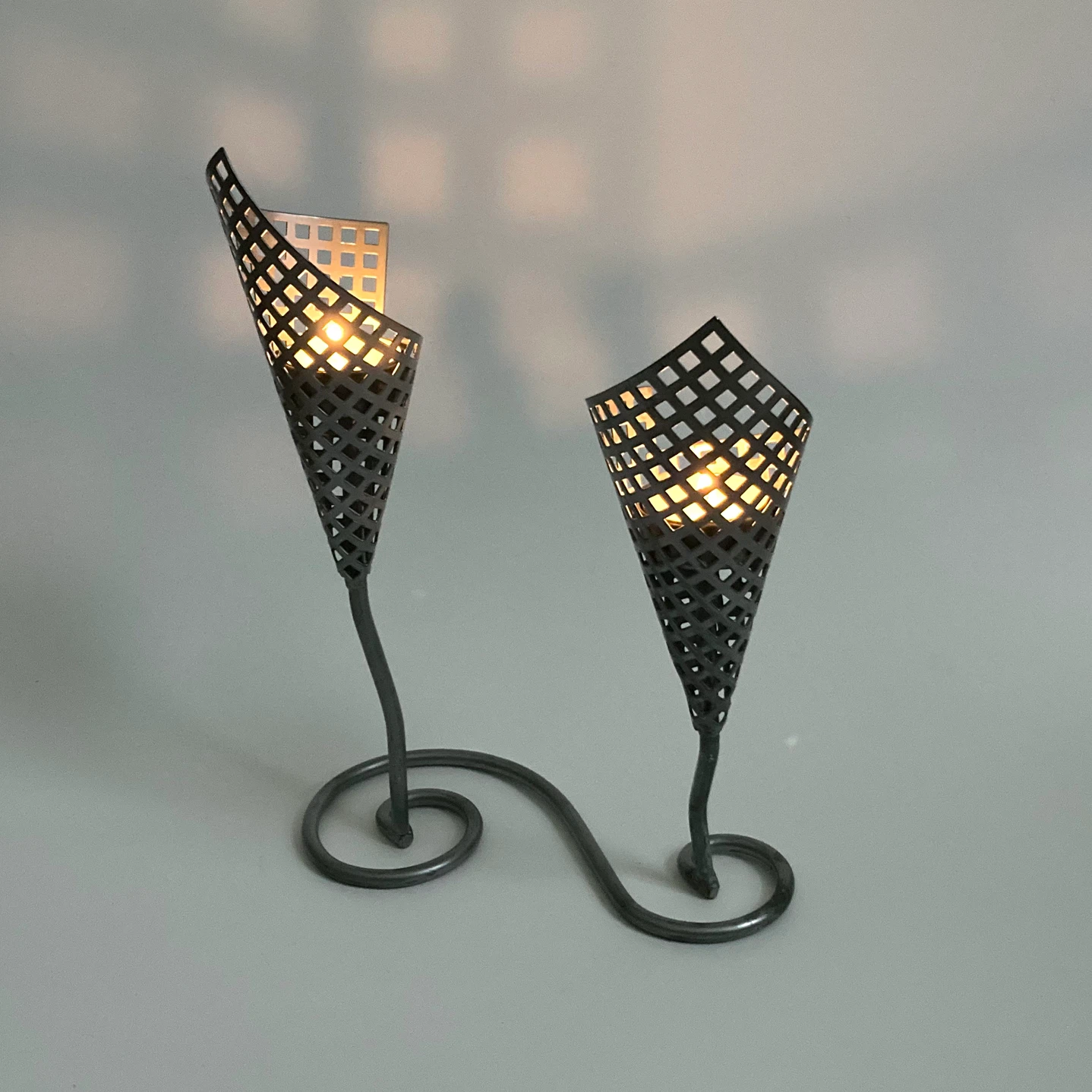 Vintage 1980s Postmodern Metal Candelabra - photo 4