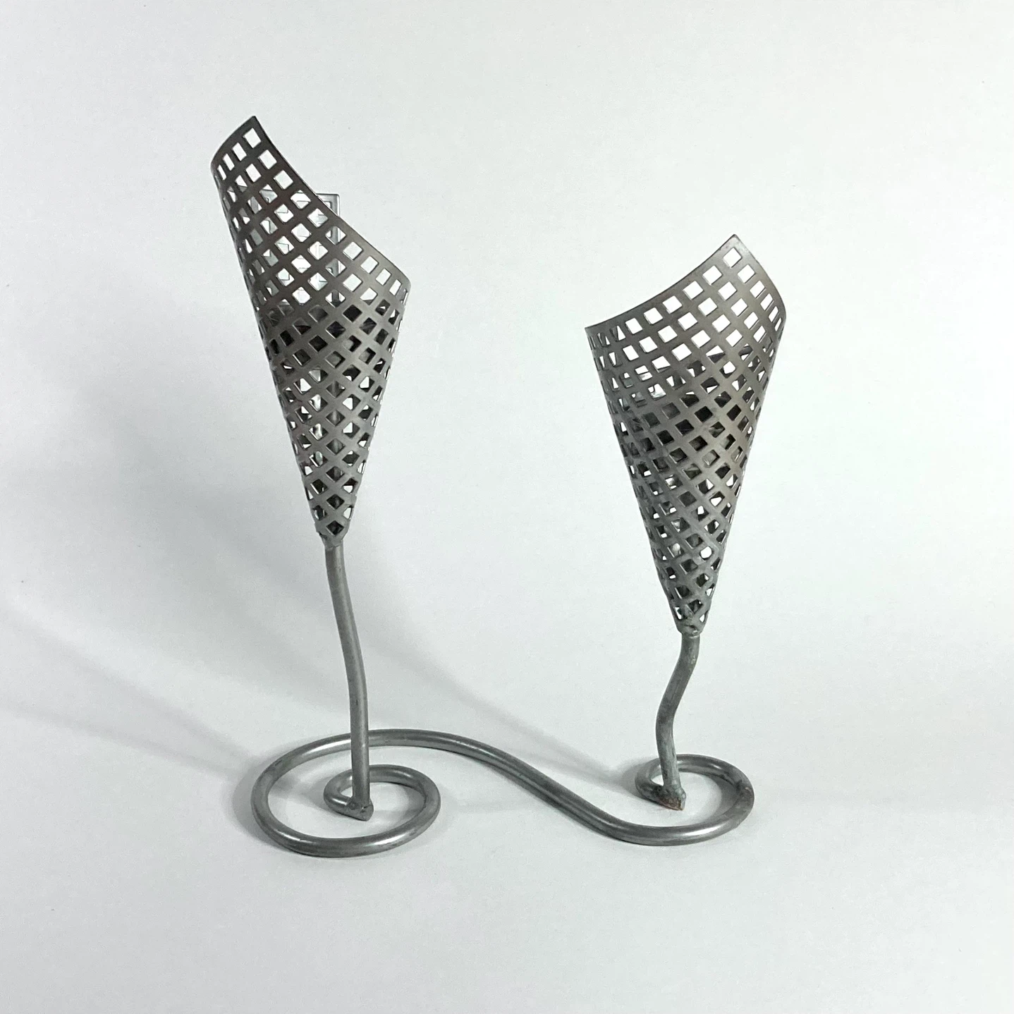 Vintage 1980s Postmodern Metal Candelabra - photo 2
